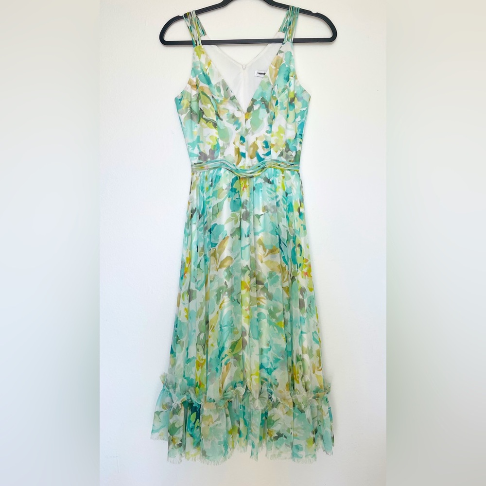 Dress the Population green floral A-line dress